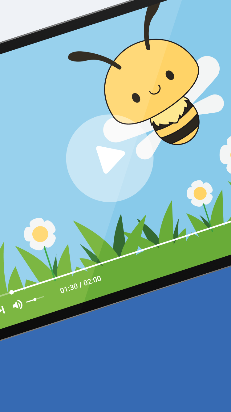 Tablet mockup of the motion graphic project 'Bee Fun Facts.'