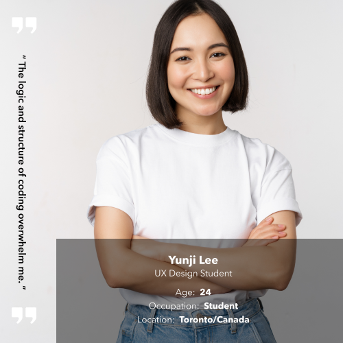 Image of a 24-year-old Asian UX design student, Yunji Lee, selected as the persona for this project.